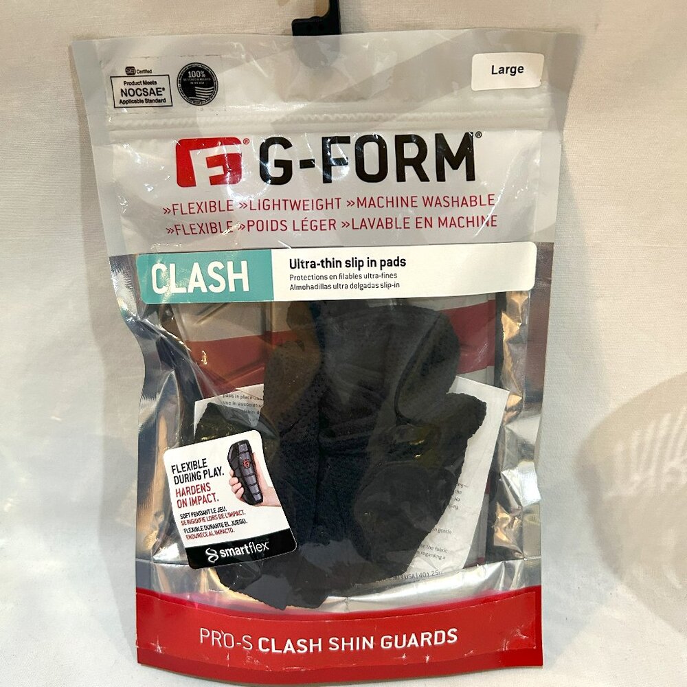 G-FORM Pro-S Clash SHIN GUARDS Black Size Adult LARGE For 5’ 8" to 5’ 11” Height